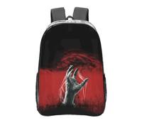 Mochila transparente de PVC de 16 pulgadas con diseño de mano zombi aterradora que viene a tierra. Mochila de viaje, bolsa deportiva para exteriores, bolsas informales para el trabajo y camping.