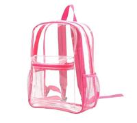 Mochila transparente muy resistente con varias opciones de colores para la escuela, el deporte, el estadio, etc, rosa fuerte, Talla única