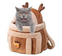 Mochila transportadora de Felpa para Gatos, Mochila para Perros con diseño de Alce, de Transporte Transpirable para Gatos y Perros, Gato, Paquete Frontal
