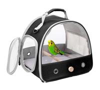 Mochila transportadora de jaula de viaje para pájaros, jaula portátil para loros, periquitos y pájaros pequeños, ventanas de visión claras, percha extraíble y alfombrilla