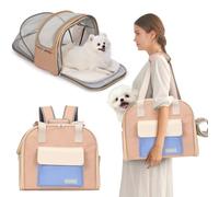 Mochila transportadora de mascotas expandible con malla transpirable para gatos, perros pequeños, cachorros de hasta 25 libras, aprobada por aerolíneas, impermeable, con hebilla de seguridad para