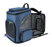 Mochila transportadora para Mascotas, transportador Extensible para Gatos, Entrada múltiple, portátil Ligero para Viajes al Aire Libre (Azul)
