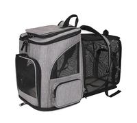 Mochila transportadora para Mascotas, transportador Extensible para Gatos, Entrada múltiple, portátil Ligero para Viajes al Aire Libre (Gris)