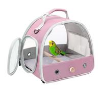 Mochila transportadora para pájaros, jaula portátil con ventanas de visión claras, percha extraíble y alfombrilla, para loros y periquitos (rosa)
