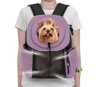 Mochila transportadora para perros: transpirable para perros y gatos pequeños, manos libres ajustables, diseño de malla, cinturones de seguridad, mochila ligera para cachorros para caminar y caminar