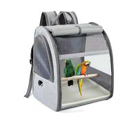 Mochila Transportadora Plegable para Loros y Aves Pequeñas Bolsa de Viaje Transpirable con Percha Ajustable, Bandeja de Acero Inoxidable y Ventana PVC Portátil para Mascotas y Exteriores