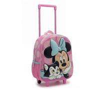 Mochila Trolley Infantil 3D Minnie Mouse Niña - Mochila Escolar con Ruedas y Asa Telescópica, Bolsillos Laterales de Malla, Diseño Rosa Lunares, Licencia Oficial, Talla Única