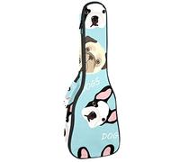 Mochila, ukelele de concierto, bolsa de ukelele resistente con almacenamiento, ukelele soprano para concierto tenor 10 mm, bolsa acolchada Bull Terrier Pug lindo