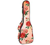 Mochila, ukelele de concierto, ukelelele resistente, con almacenamiento, ukelele soprano de concierto tenor, bolsa acolchada de 10 mm, diseño floral de rosa roja, amor romántico