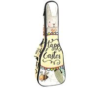 Mochila, ukelele de concierto, ukelelele resistente, con almacenamiento, ukelele soprano de concierto tenor, 10 mm, bolsa acolchada Happy Easter Rabbit