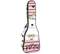 Mochila, ukelele de concierto, ukelelele resistente, con almacenamiento, ukelele soprano de concierto tenor, bolsa acolchada de 10 mm, My Princess Little Cat Pink Stripe