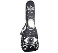 Mochila, ukelele de concierto, ukelelele resistente, con almacenamiento, ukelele soprano de concierto tenor 10 mm, bolsa acolchada bohemia, mandala luna, negro, blanco