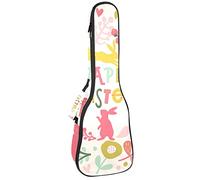Mochila, ukelele de concierto, ukelelele resistente, con almacenamiento, ukelele soprano de concierto tenor, 10 mm, bolsa acolchada Happy Easter Rabbit Flower