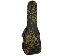 Mochila, ukelele de concierto, ukelelele resistente, con almacenamiento, ukelele soprano de concierto tenor 10 mm, bolsa acolchada vintage dorada sol y nubes de luna
