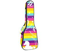 Mochila, ukelele de concierto, ukelelele resistente, con almacenamiento, ukelele tenor de concierto soprano, bolsa acolchada de 10 mm, color blanco, unicrons, luna, rayas coloridas