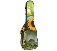 Mochila, ukelele de concierto, ukelelele resistente, con almacenamiento, ukelele tenor soprano de concierto de 10 mm, bolsa acolchada de flores de naturaleza muerta de girasol Helianthus