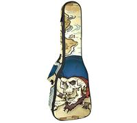Mochila, ukelele de concierto, ukelelele resistente, con almacenamiento, ukelele tenor soprano de concierto de 10 mm, bolsa acolchada Skull Island Treasure Map