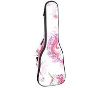 Mochila, ukelelele de concierto, ukelelele resistente, con almacenamiento, ukelele soprano de concierto tenor, bolsa acolchada de 10 mm, patrón de unicornio, rosa hermoso