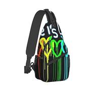 Mochila ultraligera para el día en el pecho, mochila antirrobo multiusos para ciclismo, senderismo, camping, viajes al aire libre, Rainbow Gay Pride Rainbow Heart Love Is Love Art Camera Case Messen