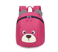 Mochila ultraligera para niños bebés, mochilas para niños con arneses de seguridad, Ultra ligero para bebé mochila niños mochila niños mochila con arneses de seguridad, tirantes y cintas, forma de oso rosa hot pink