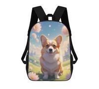 Mochila Unisex Adorable Corgi Dog with Spring Flowers - Cute Cartoon Style Dog Portrait Art Mochila De Viaje Con Estampado 3D Mochila Informal Para Portátil Mochila Escolar Ligera Para Hombres, Mujere