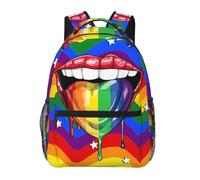 Mochila Unisex Bandera Del Orgullo Gay Arcoíris Lgbt Hay Amor En La Lengua Mochila Hombre Clásica Moderno Bolso Ligera De Escuela, Para Ordenador Portátil, Business, Estudio