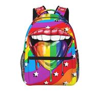 Mochila Unisex Bandera Del Orgullo Gay Arcoíris Lgbt Hay Amor En La Lengua Mochila Hombre Cómodo Transpirable Bolso Escolar, Para Business, Trabajo Diario, Estudio