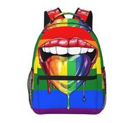 Mochila Unisex Bandera Del Orgullo Gay Arcoíris Lgbt Hay Amor En La Lengua Ordenador Portátil Mochila Moderno Estilo Bolso Escolar, Para Business, Actividades, Ordenador Portátil