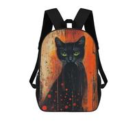 Mochila Unisex Black Cat with Green Eyes Painting Mystical Folk Feline Art Mochila De Viaje Con Estampado 3D Mochila Informal Para Portátil Mochila Escolar Ligera Para Hombres Mujeres Niños Niñas 17i