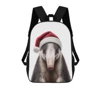 Mochila Unisex Christmas Anteater with Santa Hat Portrait Mochila De Viaje Con Estampado 3D Mochila Informal Para Portátil Mochila Escolar Ligera Para Hombres, Mujeres, Niños Y Niñas 17inch