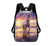 Mochila unisex con diseño de caballo con pelo largo para playa, puesta de sol, 43 cm, mochila de viaje para laptop para mujeres y hombres