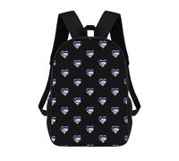 Mochila unisex con estampado de corazón con la bandera del estado de Wyoming de Estados Unidos de 17 pulgadas, mochila de viaje para laptop para mujeres y hombres