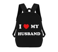 Mochila unisex con texto en inglés "I Love My Husband" de 17 pulgadas, para viajes, para laptop y mujer