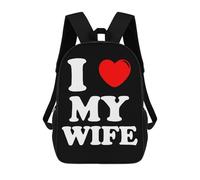 Mochila unisex con texto en inglés "I Love My Wife", de 17 pulgadas, para viajes, para laptop y mujer
