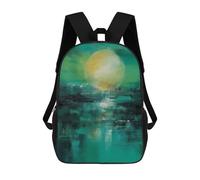 Mochila Unisex Emerald Horizon - Abstract Sun And Water Reflection Mochila De Viaje Con Estampado 3D Mochila Informal Para Portátil Mochila Escolar Ligera Para Hombres, Mujeres, Niños Y Niñas 17inch