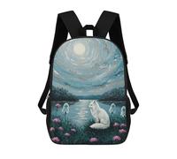 Mochila Unisex Fox, Ghosts, And Moonlit Landscape Painting Mochila De Viaje Con Estampado 3D Mochila Informal Para Portátil Mochila Escolar Ligera Para Hombres, Mujeres, Niños Y Niñas 17inch