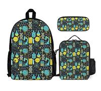Mochila unisex para libros, mochila ligera con lonchera y estuche para lápices (compatible con ciencia, matemáticas, física, biología química)