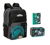 Mochila Urban My Hero Comix Anime para niños escuela primaria + Estuche completo de 3 pisos + Diario 2025/2026 + Regalo 7 bolígrafos borrables y llavero silbato