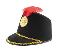 Mochila vaquera sombrero con sombrero de plumas Cos Honor Guard Hat Trum High Top Honor Cap Cowboy Sombrero Azul, Negro , Talla única