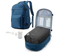 Mochila Viaje Cabina Avion 40x20x30 Bolsas de Viaje Vacio con Bomba con Compresión al Vacío Airbag, Impermeable, Equipaje de Mano para Hombre Mujer -Azul Pavo Real