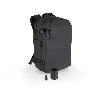 TooQ TQBP-V101-BK - Mochila de viaje con compresión al vacío y bomba de aire, resistente al agua, compartimentos para portátil y seguridad con candado, Negra