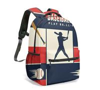 Mochila vintage con diseño de silueta de béisbol con insignia de guante de murciélago, selección de varios tamaños, 03., L, Casual