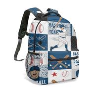 Mochila vintage con diseño de silueta de béisbol con insignia de guante de murciélago, selección de varios tamaños, 05., L, Casual