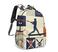 Mochila vintage con diseño de silueta de béisbol con insignia de guante de murciélago, selección de varios tamaños, 02., L, Casual