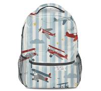 Mochila vintage con estampado de Airplane Paradise, diseño de máquina voladora de dibujos animados, impermeable, gran capacidad, adecuada para estudiantes y viajeros, 03., L