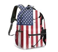 Mochila vintage de hockey con bandera americana de 16 pulgadas, diseño patriótico de estrellas y rayas desgastadas, con palos cruzados, 03., L, Casual
