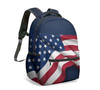 Mochila vintage de hockey con bandera americana de 16 pulgadas, diseño patriótico de estrellas y rayas desgastadas, con palos cruzados, 08., L, Casual