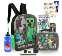 Mochila y lonchera Minecraft para niños, paquete de suministros escolares de Minecraft con mochila Minecraft, bolsa de almuerzo, botella de agua, calcomanía, clip de mochila y más (bolsa escolar Minecraft), Mochila Minecraft, Minecraft travel set, Mochilas de viaje
