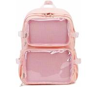 Mochila YeGang Ita Bag con Ventanas Transparentes para Mujeres y Adolescentes - Mochila Escolar Grande Kawaii JK con Detalle de Pin, Mochila Estética Linda para Cosplay de Anime, Mochila de Libro de