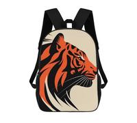 Mochilas Bold Tiger Vector Portrait in Red And Black Design Mochila Escolar Para Niños Mochila Escolar Impresa En 3D Para Niños Estudiantes De Primaria Y Secundaria 17inch